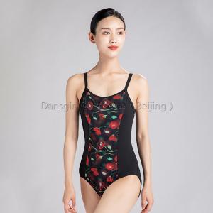 Camisole Leotard with Floral Elastic Mesh