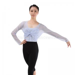 Long Sleeve Mesh Top with Overlap Front