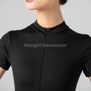 Zip Front Short Sleeve Leotard With D Lace Back